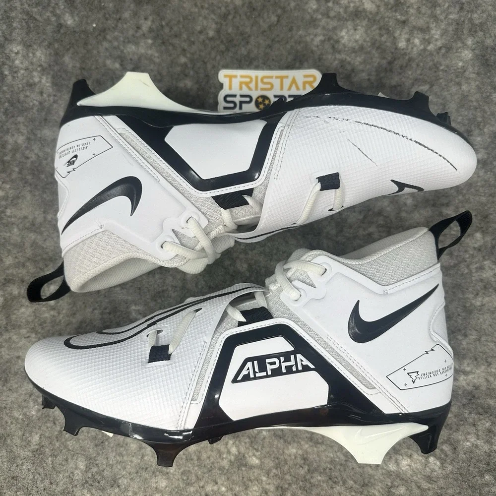 Nike Alpha Menace Pro 3 Football Cleats Mens Size 10.5 White Black CT6649-100
